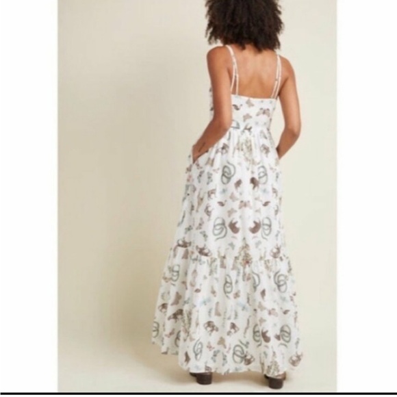 NWOT animal all over print snake Fauna maxi 100% cotton dress prairie boho L - Picture 6 of 16